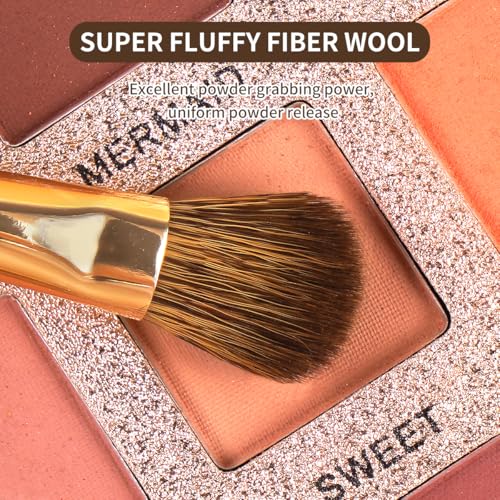 MAANGE 15 PCS Makeup Brushes Double-ended Makeup Brush Set Double Sided Angled/Round Top Brush Foundation Contour Blending Eyebrow Eyeshadow Concealer (Coffee Gold)