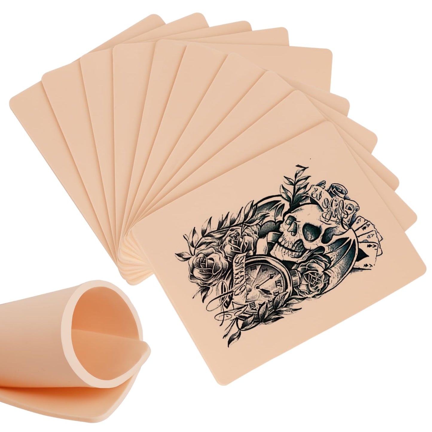 3MM Tattoo Practice Skin - Jconly 10Pcs Double Sides Thick Fake Skin Tattoo Skin for Practicing, 8×6 in Soft Practice Skin for Beginners and Experienced Tattoo Artists……