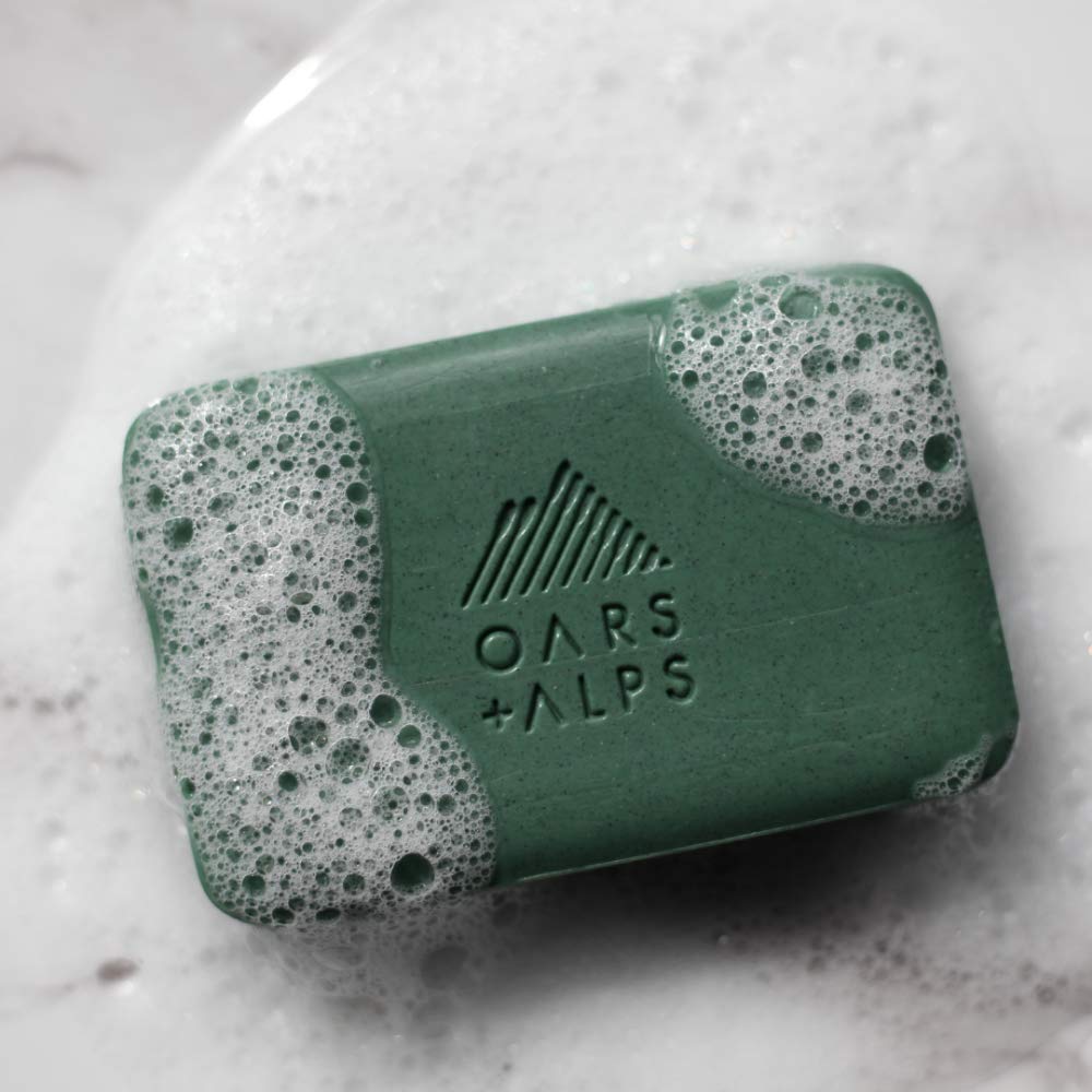 Oars + Alps Peppermint Charcoal Exfoliating Men's Bar Soap, Dermatologist Tested and Made with Clean Ingredients, Travel Size, 6 Pack, 6 Oz Each