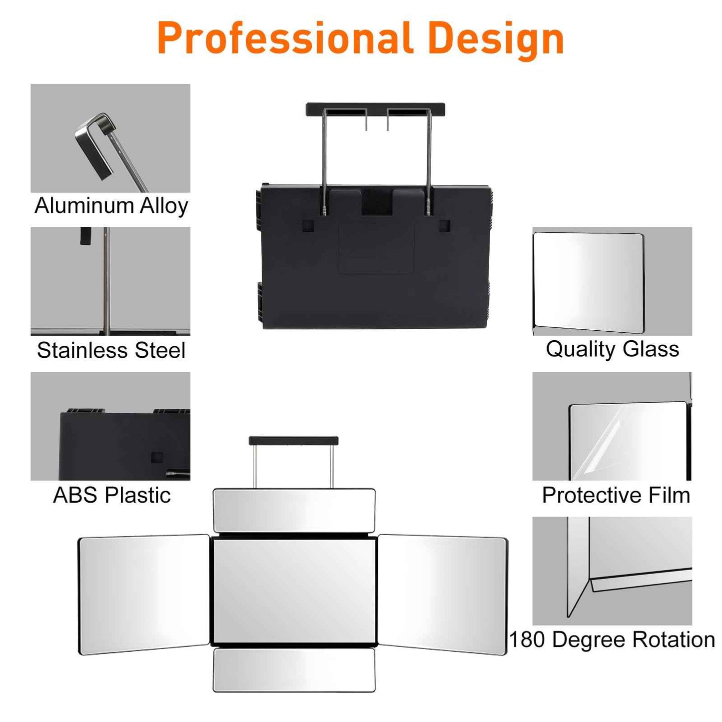 LMZNXCZ 5 Way Mirror for Self Hair Cutting, 360 Haircuts Mirror Men for Barber Use Tools, to See Back of Head, Tri Fold with Portable Height Adjustable Telescoping Hooks