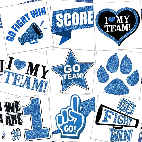 Team Spirit Temporary Tattoos 180pc Blue & Black Glitter