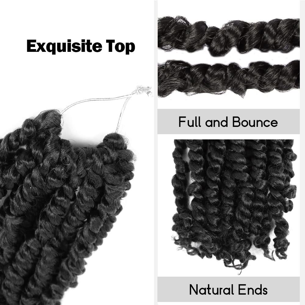 WUDAS Long Passion Twist Hair 22 Inch Pre-twisted Passion Twists Crochet Hair Off Black Pre-looped Synthetic Crochet Braids (7 Packs,2#)