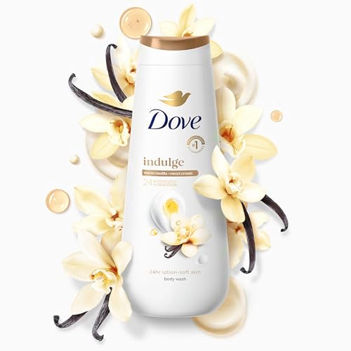 Dove Vanilla Body Wash 20 oz - Hydrating Moisturizing Shower Gel, Pack of 1
