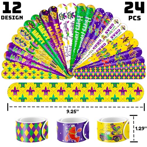 72-Piece Mardi Gras Party Favors - Tattoos & Slap Bracelets