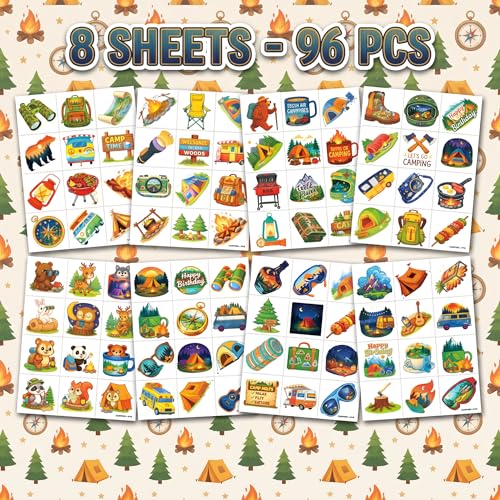96 Camping Temporary Tattoos for Kids | Outdoor Adventure