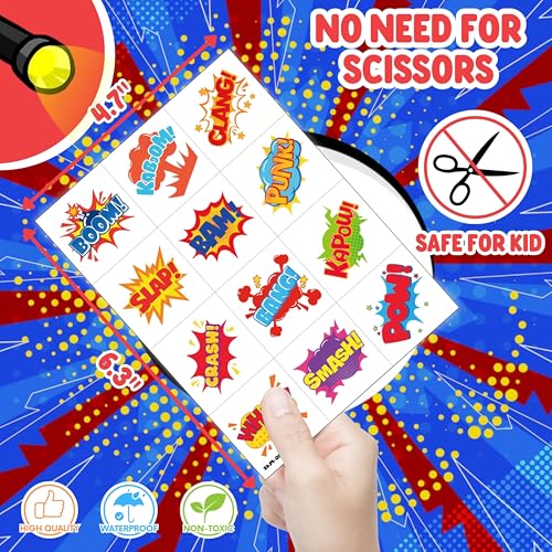 Hero LED Finger Lights & Tattoos 72 Pc Party Favor Set