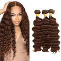 DiexrLamx 300g 22 Inch Deep Wave Hair Bundles Dark Brown Grade 8A Peruvian Virgin Hair - 4 Chocolate D