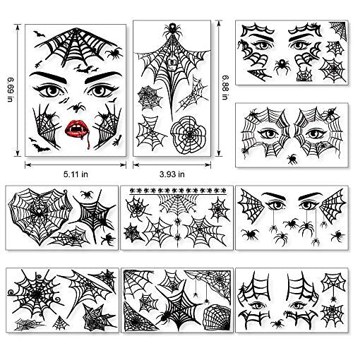 65pcs Halloween Spider Web Temporary Tattoos