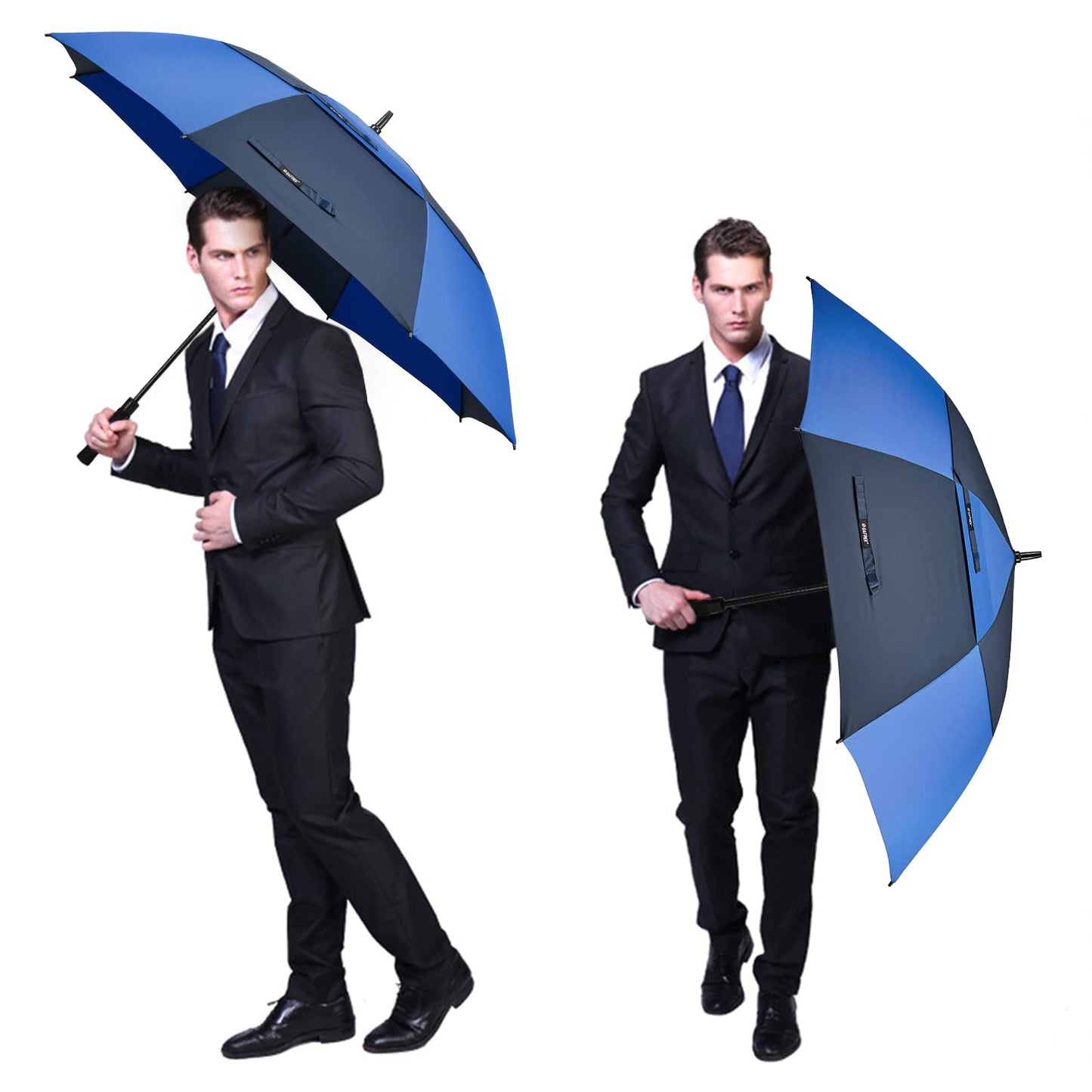 G4Free 54 Inch Automatic Open Golf Umbrella Windproof Extra Large Oversize Double Canopy Vented Windproof Waterproof Stick Umbrellas for Men (Dark Blue/Sapphire)