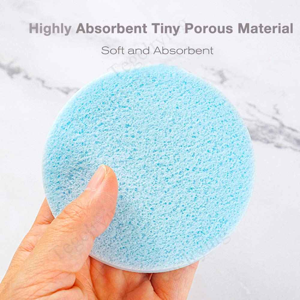 Facial Sponge Compressed,240 Count PVA Professional Makeup Removal Wash Round Face Sponge Pads Exfoliating Cleansing for Women,Blue