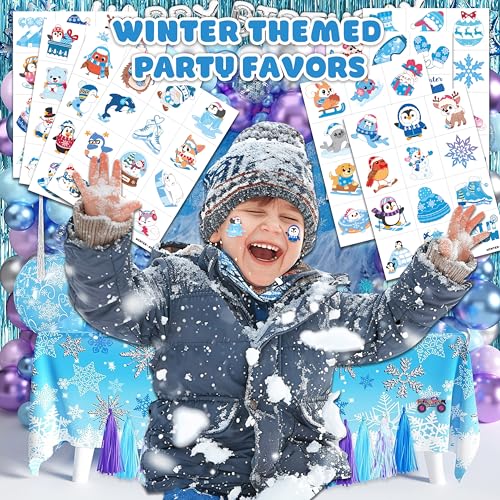 96 Snowflake Temporary Tattoos for Kids - Winter Party Favors
