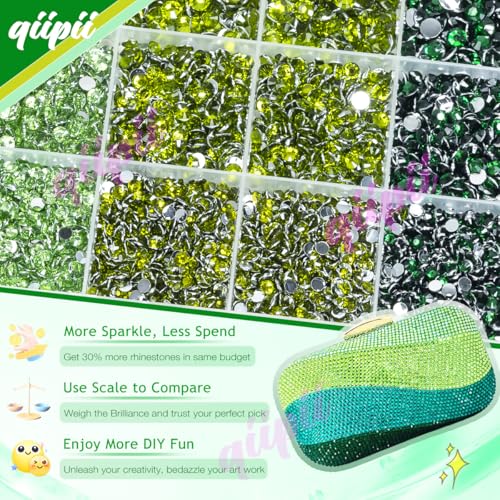 Green Crystal Resin Rhinestones 2-6mm 3 Color Set with B7000 Glue