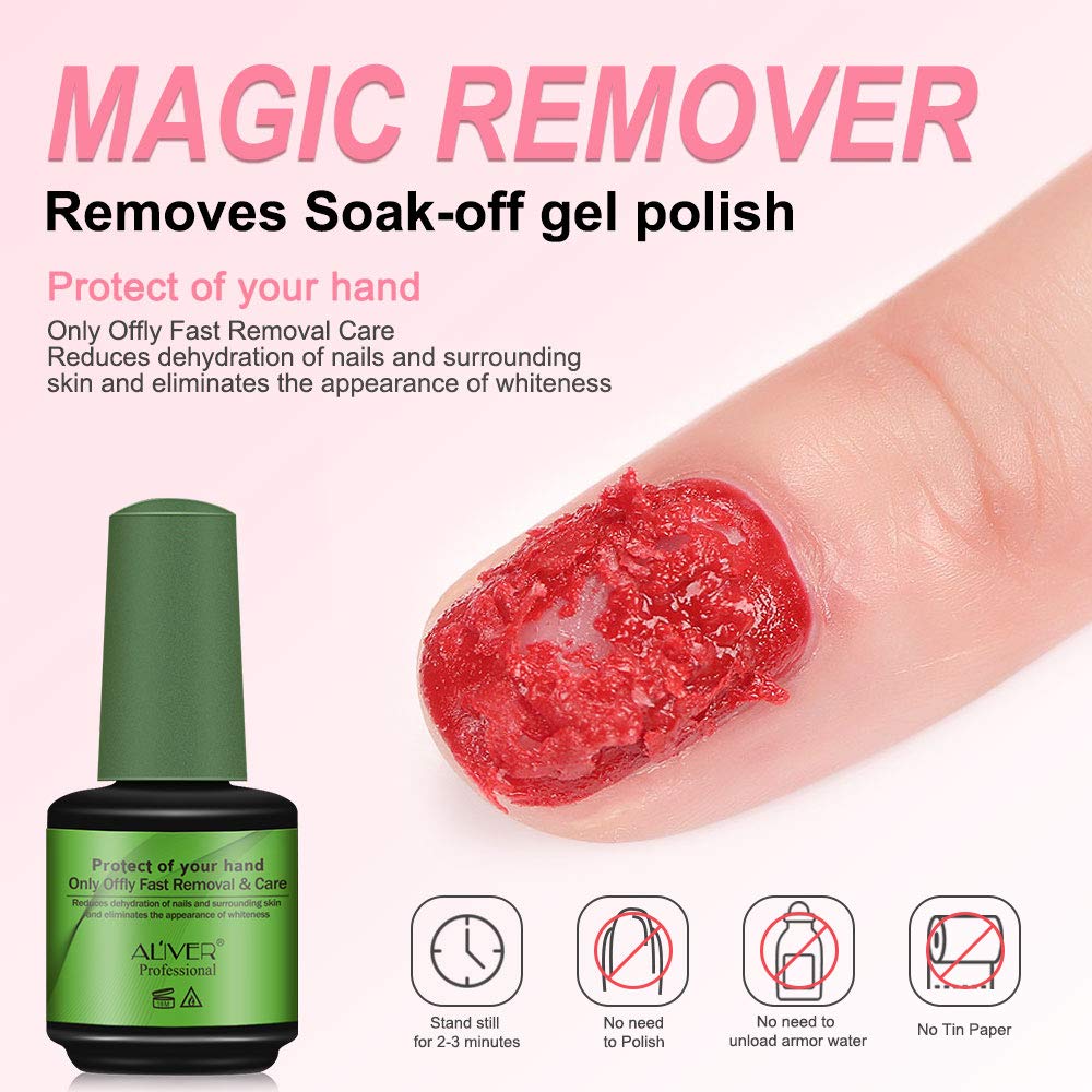 Professional Gel Nail Polish Remover Kit-Ultra-Powerful, Quick & Easy Soak-Off Solution for Gel Nails in 2-3 Minutes, Includes Cuticle Pusher & Nail Polish Scraper - No Wrapping Required