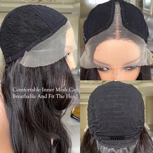 30 Inch Lace Front Wig Body Wave Wig Pre-Plucked with Baby Hair Natural Color Glueless Wig for Women Curly Wave Synthetic Lace Front Wig
