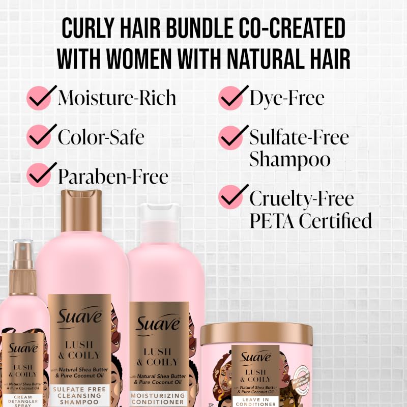 Suave Lush & Coily Natural Shea Butter Coconut Moisturizing Curl Conditioner 16.5 fl oz