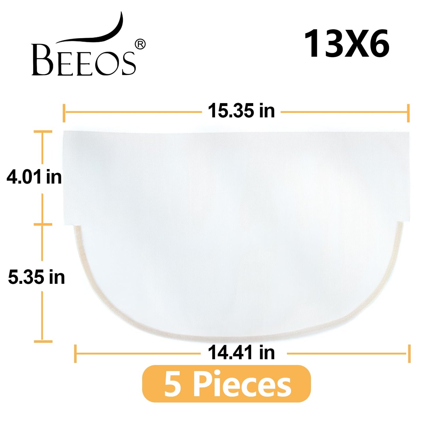 BEEOS 13x6 Transparent Lace for Wig Making, 5 Pieces Lace Net for Making Lace Full Frontal Wig Accessories for Repairing Lace Wig Cap