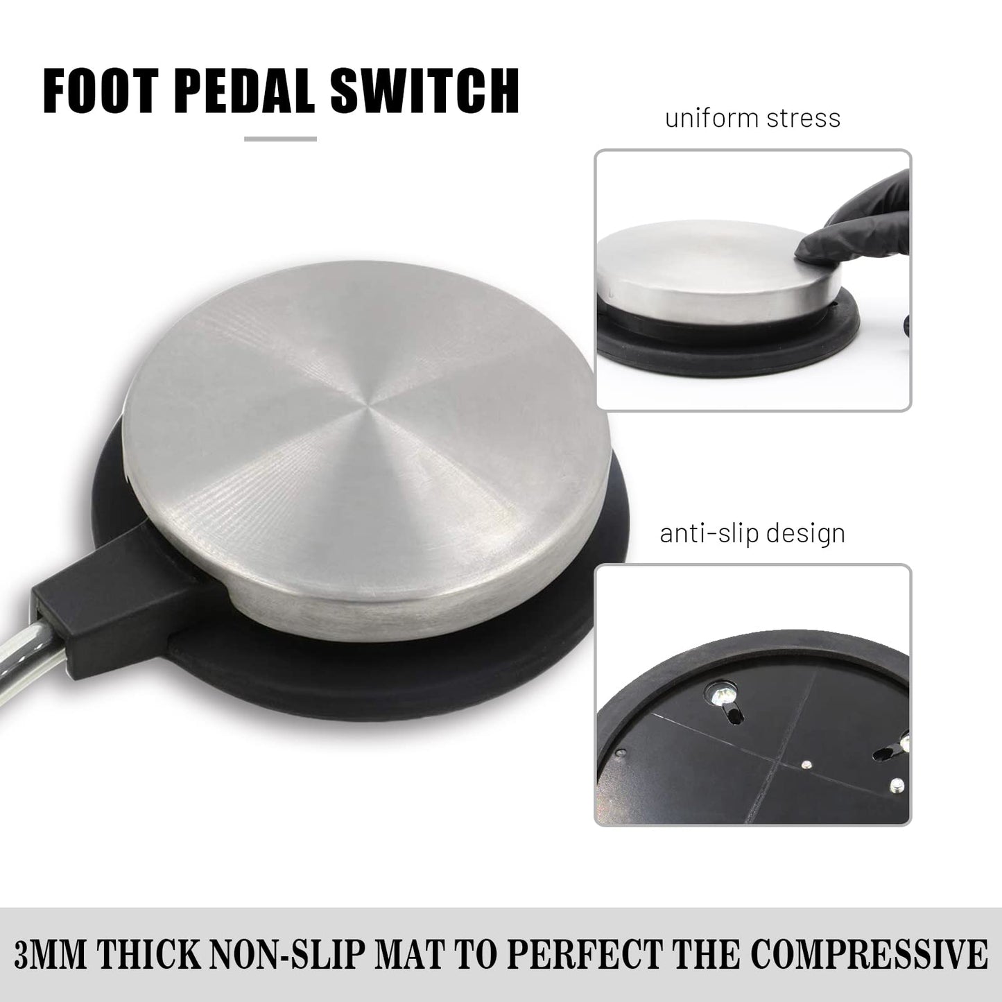Anghie Tattoo Foot Pedal - Premium Tattoo Machine Pedal Switch 360 Degree Round Stainless Steel Foot Pedal with 6.5ft Silicon Soft Wire for Tattoo Machine Power Supply