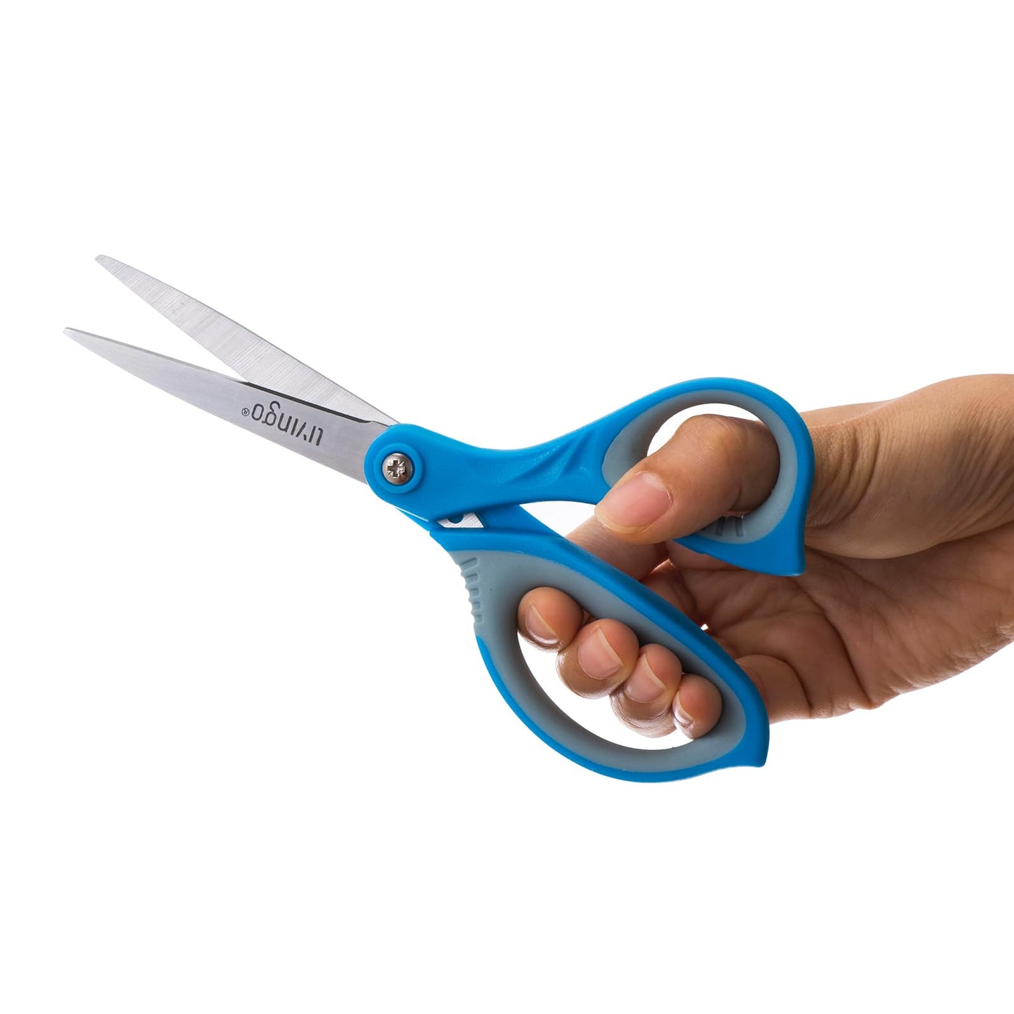 LIVINGO Scissors for School - Sharp Pointed Tip All Purpose Scissors Students Teachers Crafts Middle High School College Office Home, Right & Left Handed Scissors, Blue, Green, Purple, 3 Pack, 7 Inch