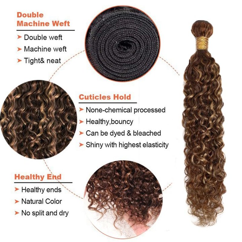P4/30 Water Wave Hair Bundle 22-26 Inch Brazilian Virgin Human Hair 3 Bundles