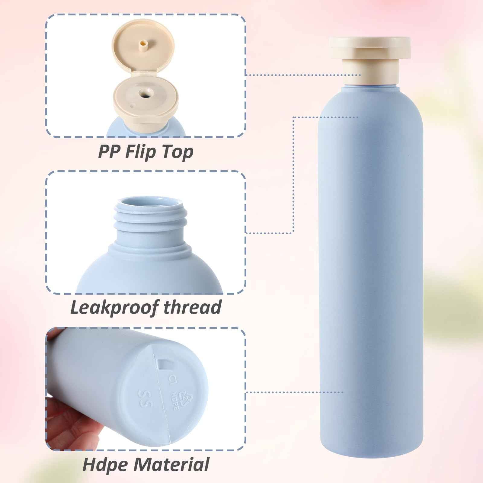 Molain 2Pcs Squeeze Bottles, 260ml Plastic Refillable Travel Containers with Flip Cap - Leak Proof for Shampoo, Creams, Lotion, Conditioner (Blue+Green)