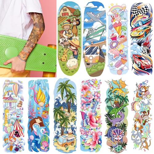 Temporary Tattoo Sleeves for Kids - 66 Sheets, Mermaid & Space