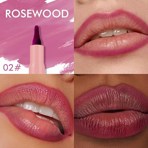 Lip Tint Stain 7 Colors£¬Long Lasting Velvet Finish£¬Lightweight & Non-Sticky£¬Dual Use Lip & Cheek Stain£¬Portable Applicator Pen 002# rosewood