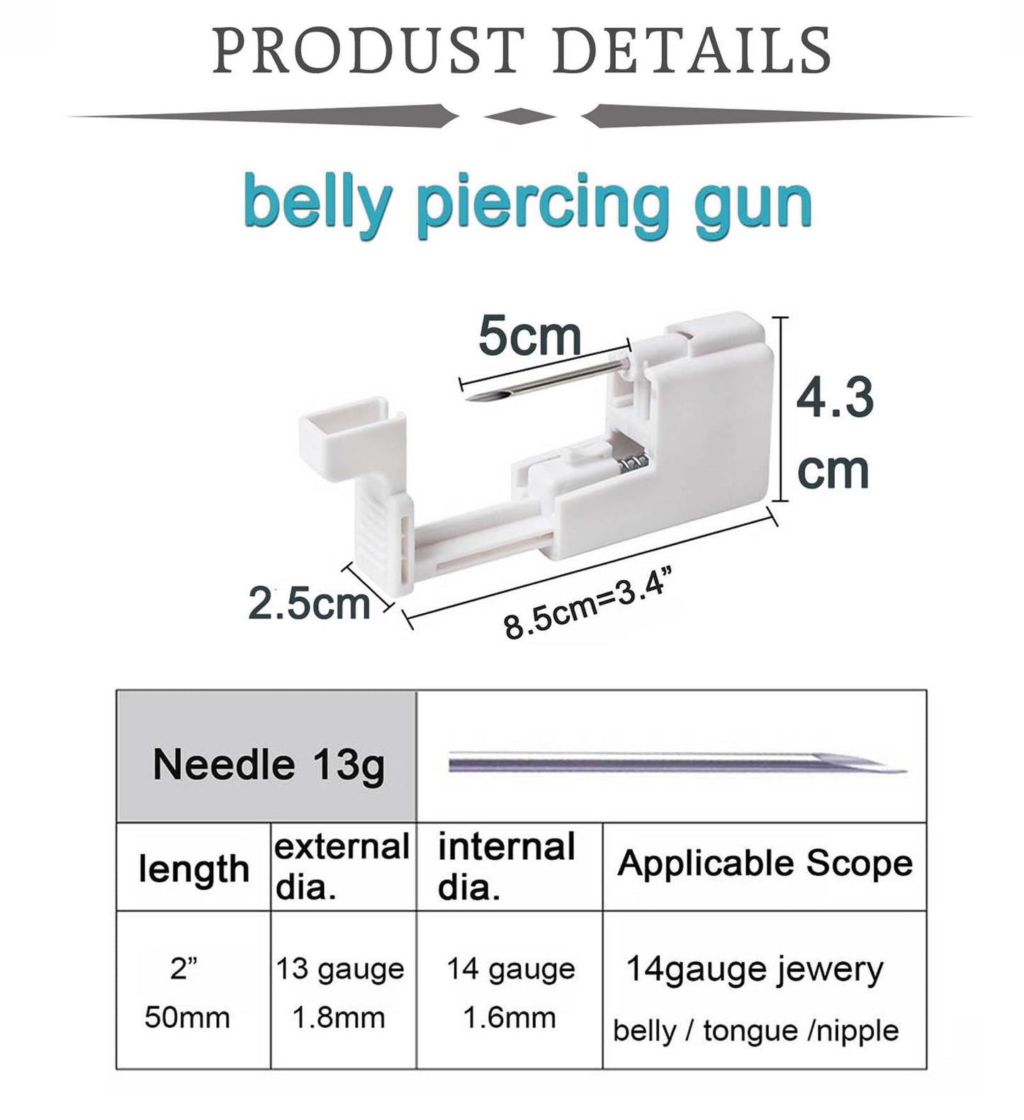 QWALIT Titanium Belly Button Piercing Kit Silver Floating Belly Button Piercing Kits Self Belly Piercings Gun at Home Surgical Steel Implant Grade Titanium Belly Rings Flat Back Navel Ring Jewelry