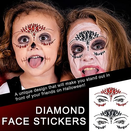 Red and Black Rhinestone Face Body Gems Stickers