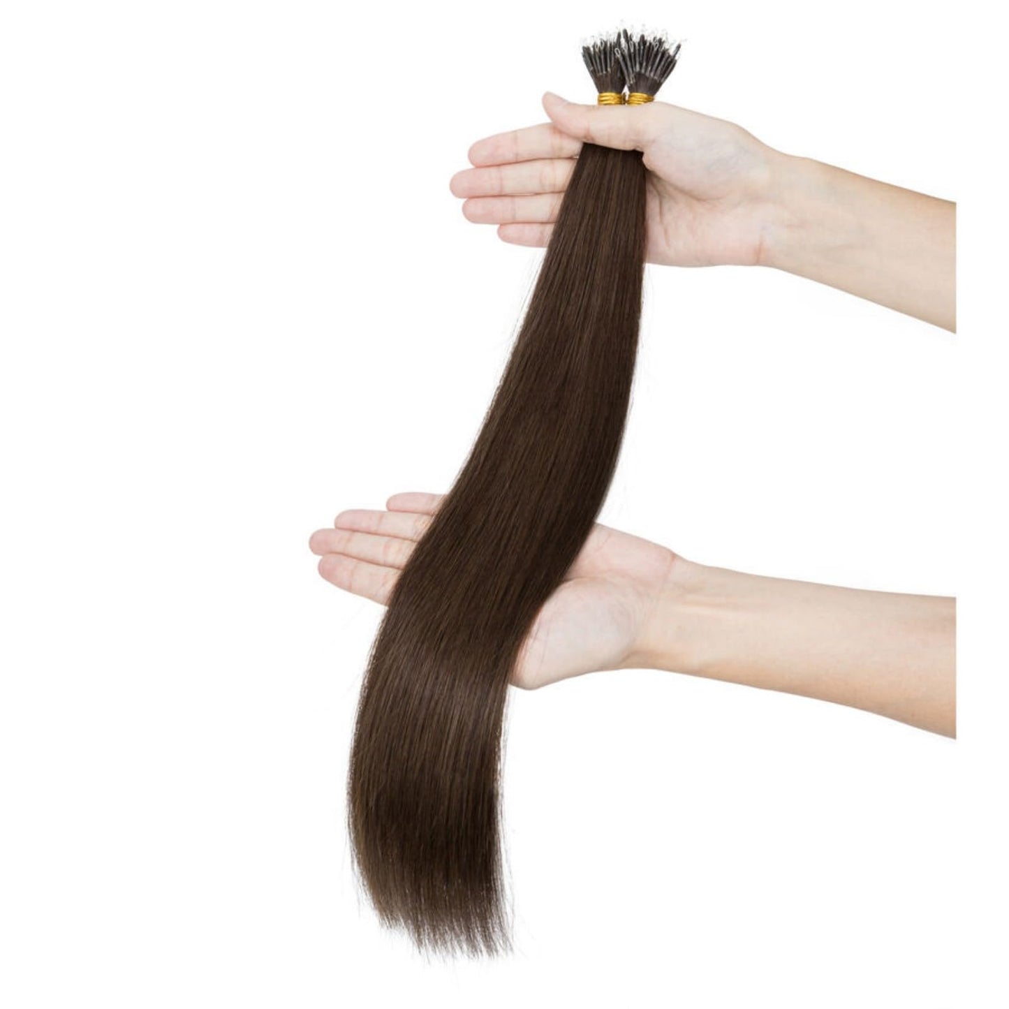 TESS Nano Bead Human Hair Extensions, Nano Ring Hairpieces Nano Tip Hair Extensions Pre-Bonded Seamless Look 50pcs/pack, 16 inch, #2R Dark Brown