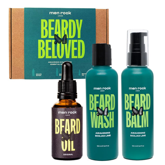 en Rock Beard Care Gift Set – Includes Beard Wash, Beard Balm, and Beard Oil – Sicilian Lime & Caffeine Fragrance, 2 x 100ml & 1 x 30ml