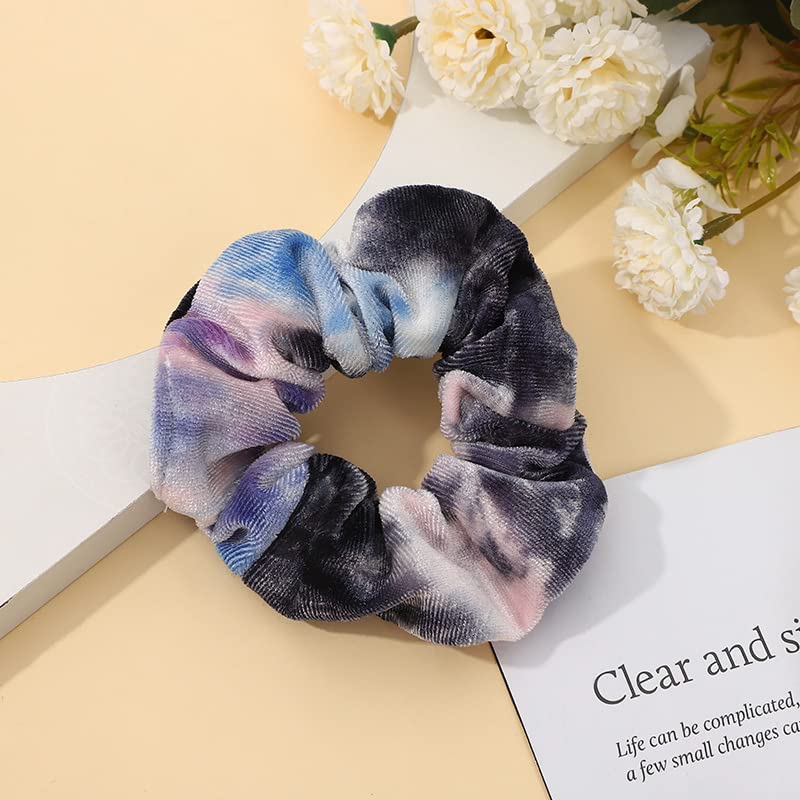 Hair Scrunchies for Women,Elastic Hair Bands for Girls,Tie Dye Velvet Scrunchies for Hair,Women Hair Accessories 5Pcs