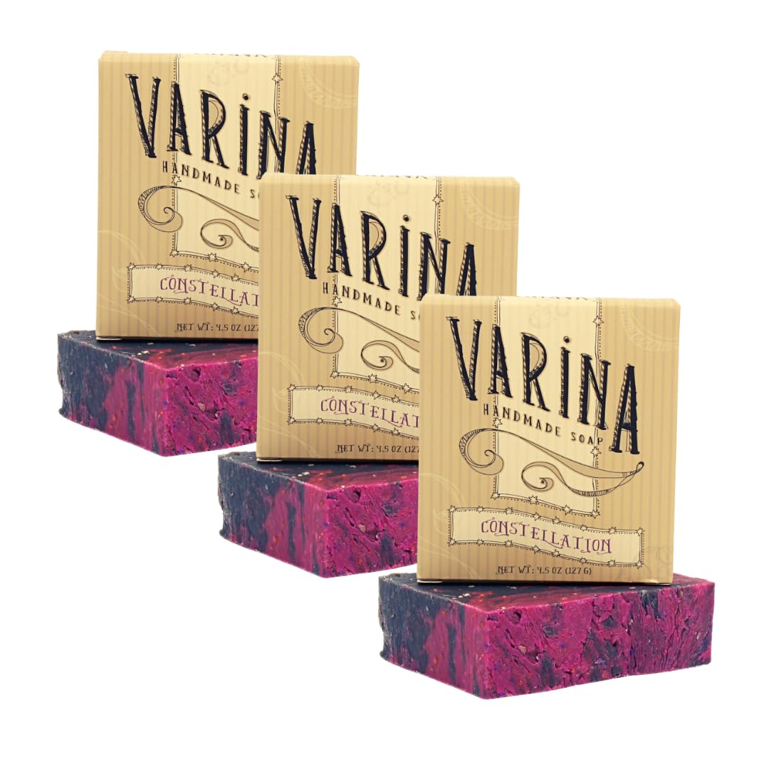 Varina Natural Constellation Bar Soap - Gentle Cleansing for Sensitive Skin, Sweet and Vanilla - 3 Pack