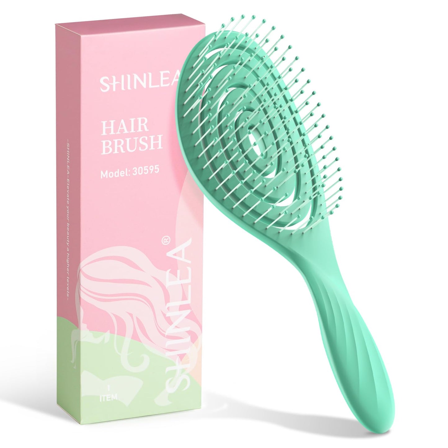 SHINLEA Detangle Hair Brush Anti Tangle Hair Brush, Detangling Wet & Dry Hair Brush Spiral Hairbrush for Women, Men, Kids, Glide Through Tangles For All Hair Types (Green)