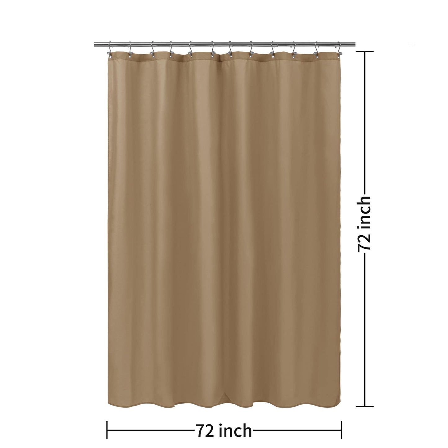 ALYVIA SPRING Coffee Brown Fabric Shower Curtain Liner Waterproof - Soft & Light-Weight Cloth Shower Liner with 3 Magnets, Hotel Quality & Machine Washable - Standard Size 72x72, Coffee