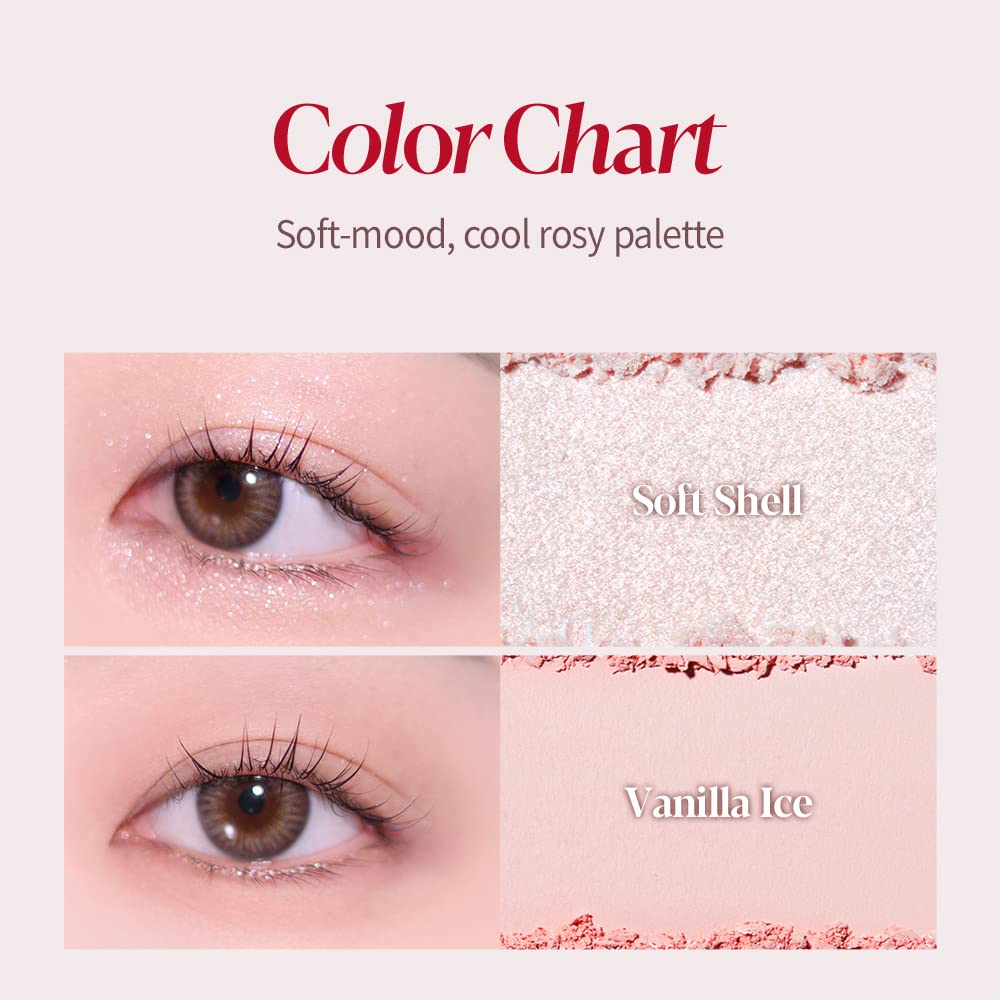 Espoir Real Eye Palette All New #2 Softy Rosy 0.26 oz 7.5g | Multi-Use Long-Lasting Blendable 8 Colors Natural Glitter Soft veil matte Makeup Eyeshadow Palette for Various Makeup Looks | Korean Makeup