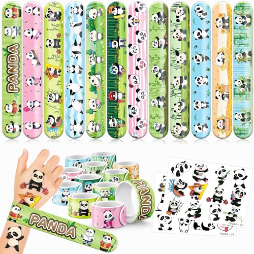 48PCS Panda Party Set - 24PCS Temporary Tattoos & 24PCS Slap Bracelets - Perfect for Panda-Themed Birthday Parties, Baby Showers, Classroom Rewards & Cute Gifts for Girls & Boys