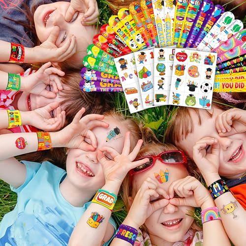 72 PCS Kindergarten Graduation Party Set - 48 Temporary Tattoos & 24 Slap Bracelets - Perfect for Themed Parties, Baby Showers, Classroom Rewards & Gifts for Kids