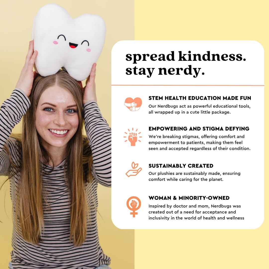 Nerdbugs Tooth Plush - The Molar The Merrier! - Dentist & Oral Surgeon Gift / Tooth Fair Pillow