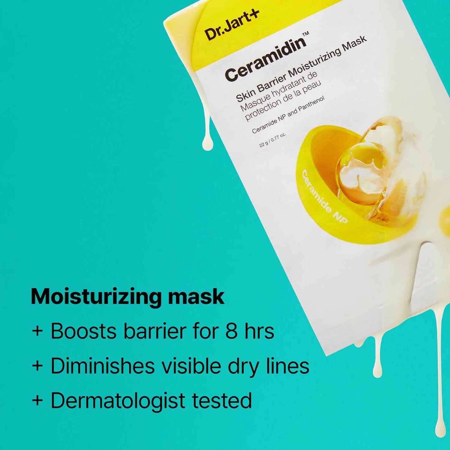 Dr.Jart+ Ceramidin Skin Barrier Moisturizing Korean Face Mask | Sheet Mask | Korean Skin Care, 5 Pack
