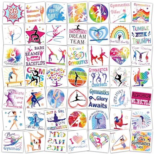 Konsait 96PCS Gymnastics Temporary Tattoos Party Favors
