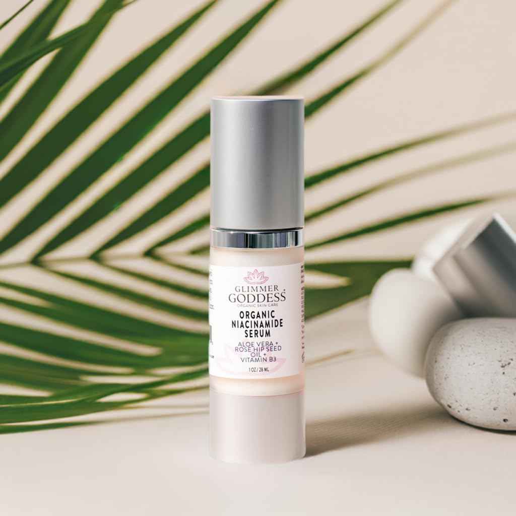 Glimmer Goddess Organic Anti-Aging Serum with Niacinamide Vitamin B3, Tightens Pores, Reduces Wrinkles with 5% Niacinamide: A Miracle for Your Skin, 1 oz