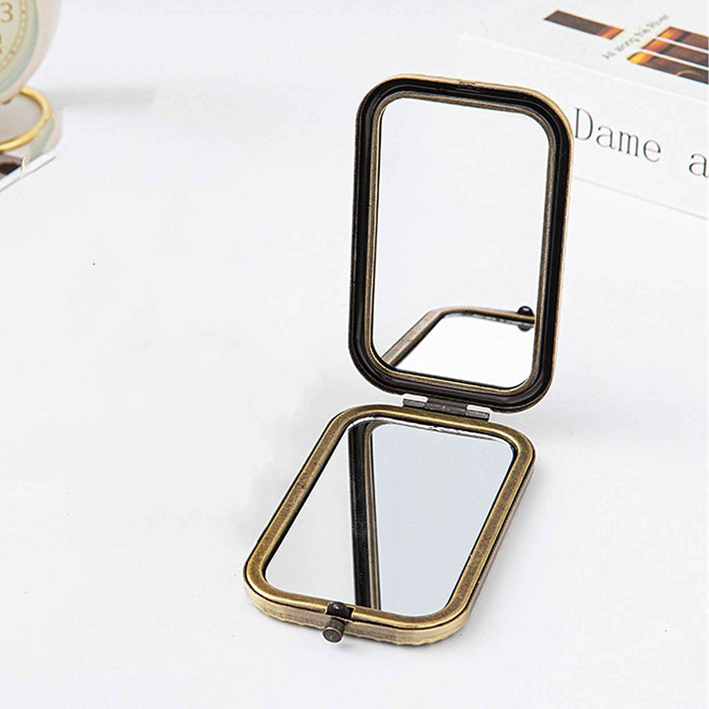 TANG SONG 6PCS Vintage Peacock Pattern Cosmetic Makeup Pocket Purse Magnification Jewel Mirror (6 Different Patterns)