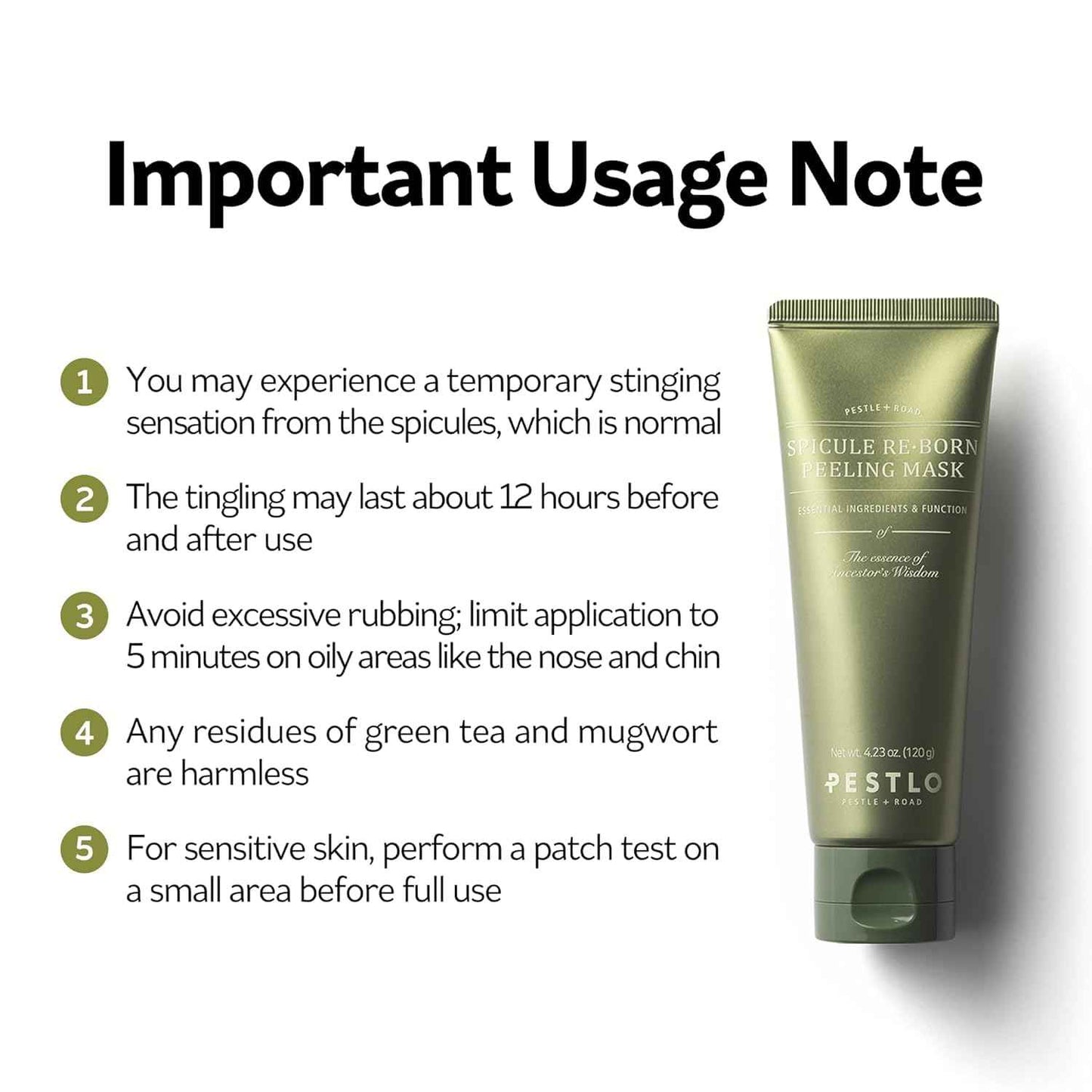 PESTLO Spicule Reborn Exfoliating Peeling Mask for Korean Glass Skin – Natural Marine Spicules, Green Tea & Wormwood for Gentle Exfoliation, Pore Care, Hydration & Radiant Skin, 4.23 oz (120ml)