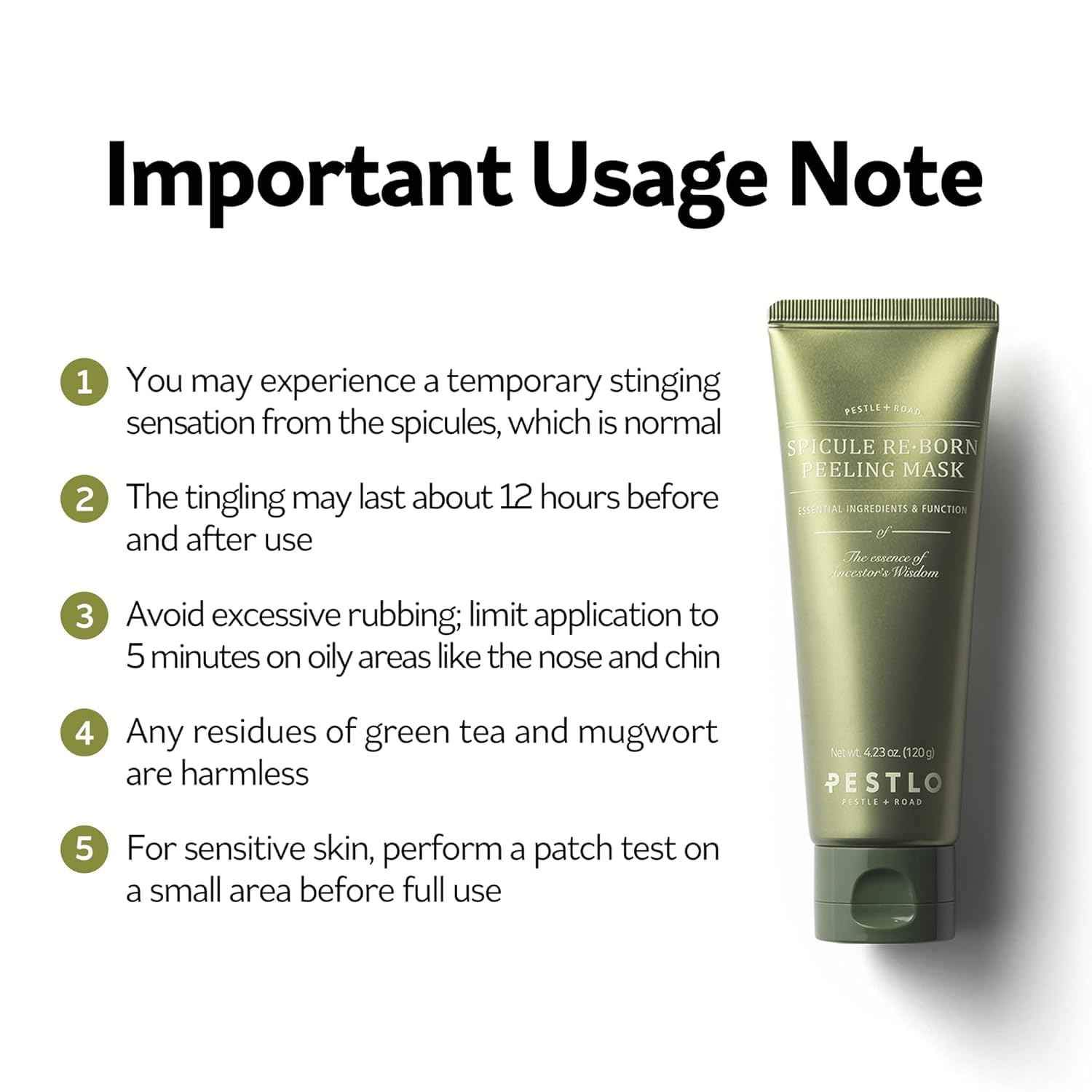 PESTLO Spicule Reborn Exfoliating Peeling Mask for Korean Glass Skin – Natural Marine Spicules, Green Tea & Wormwood for Gentle Exfoliation, Pore Care, Hydration & Radiant Skin, 4.23 oz (120ml)