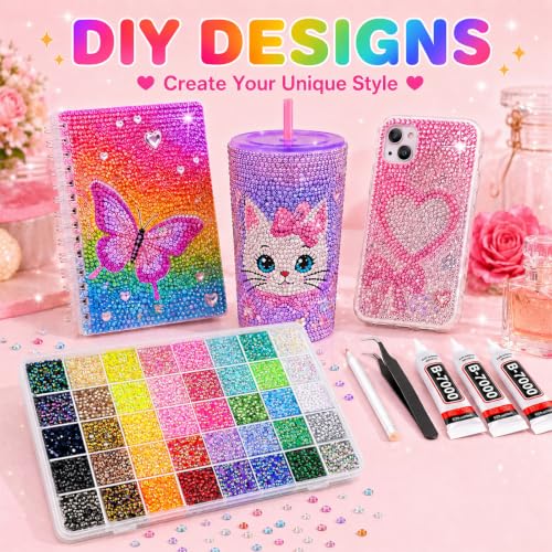50,000 Pcs 3mm Resin Jelly Flatback Rhinestones Kit with B7000 Glue