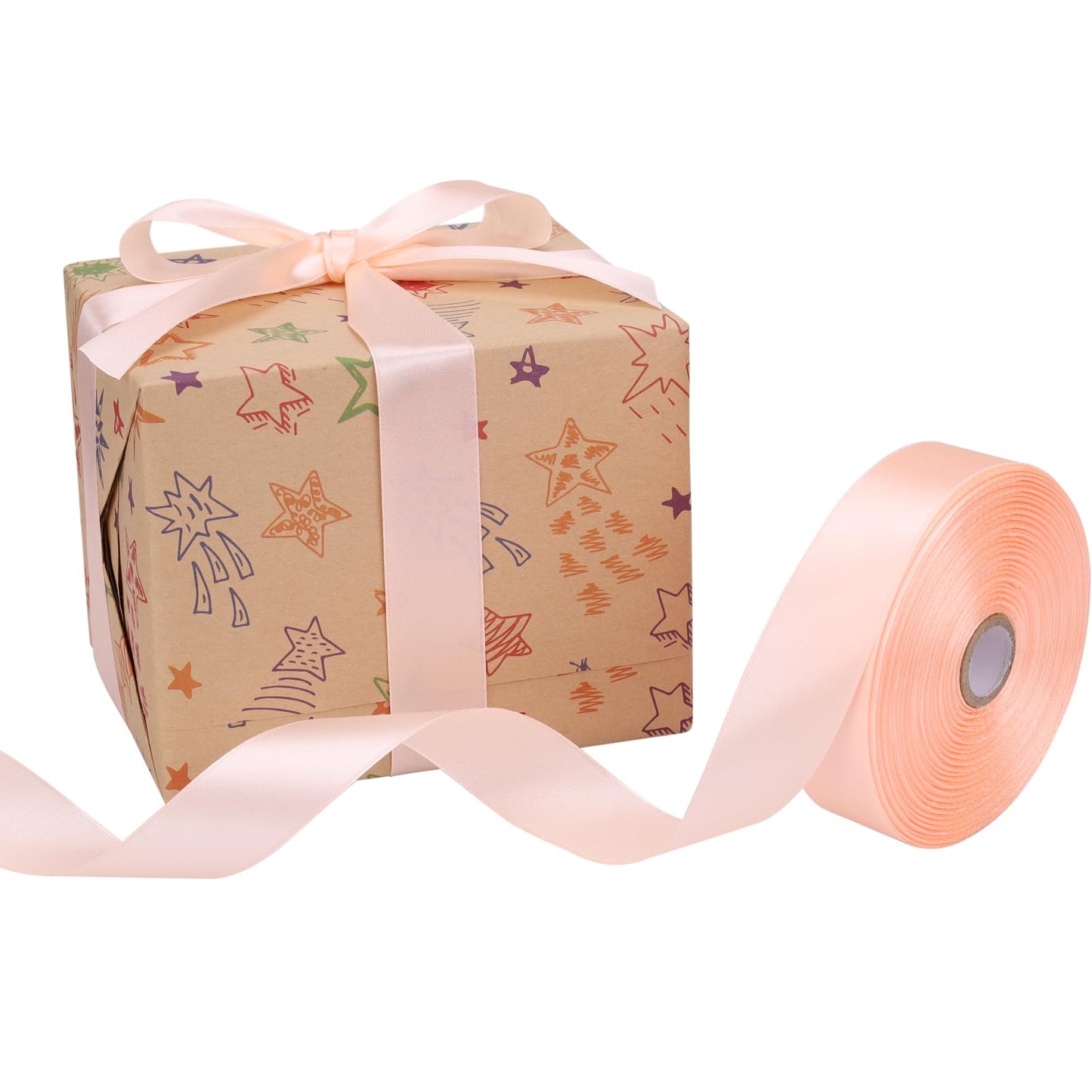 Nsilu Ribbon for Gift Wrapping 50 Yards Perfect Wedding Party Wreath Sewing DIY Hair Accessories Decoration Floral Hair Balloons Other Projects (Champagne Powder, 1 inch)