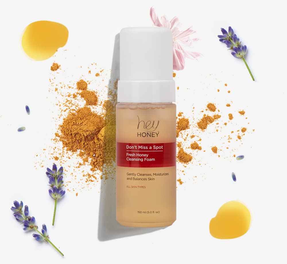 Hey Honey Don't Miss A Spot Fresh Honey Facial Cleansing Foam | Gently Remove Skin Oil and Other Pollutants From your Sensitive Skin | Clean and Cruelty-Free | 5 oz