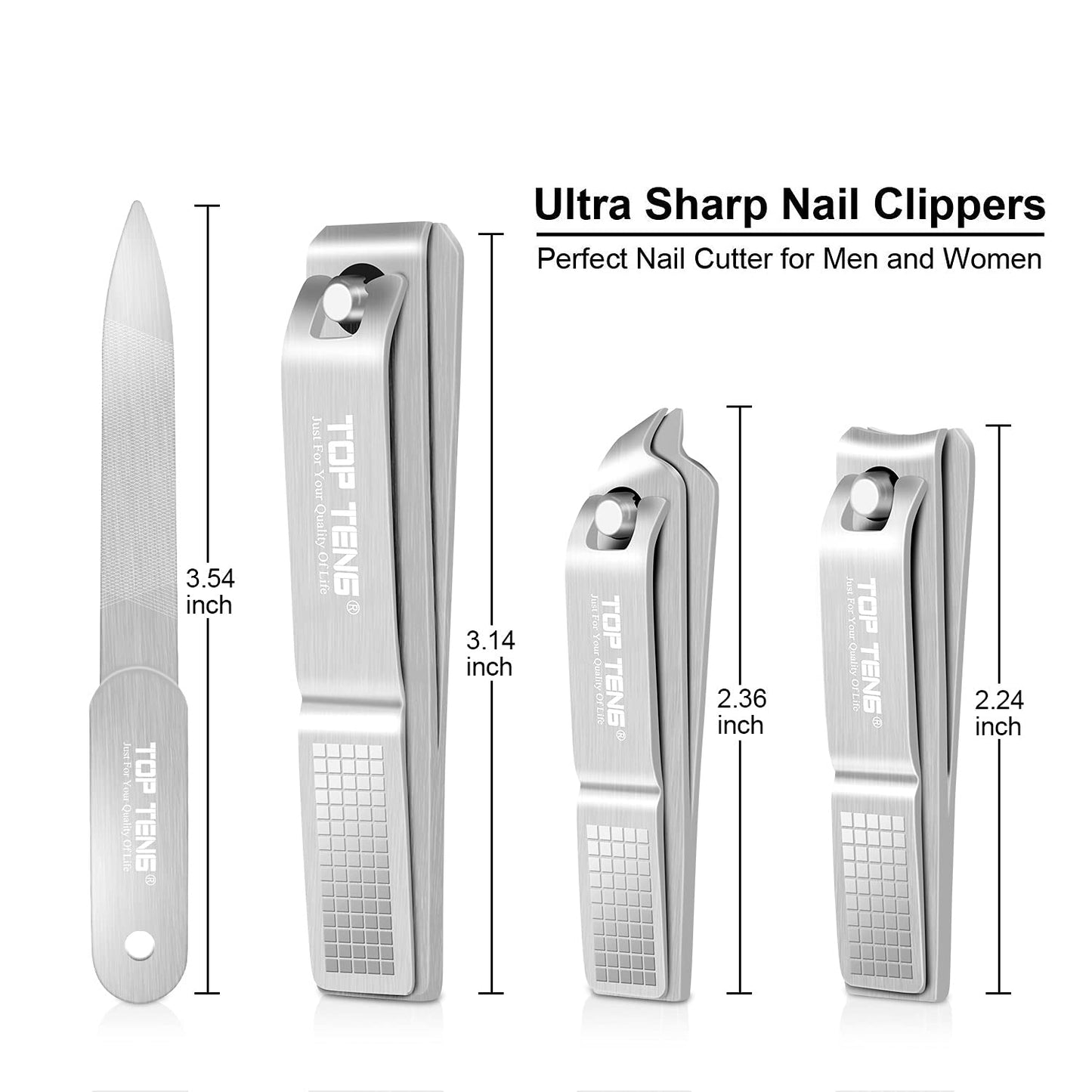 Nail Clippers Set - TOP TENG Sharpest Fingernail, Toenail and Sided Ingrown Nail Clippers with Nail File, Perfect Nail Cutter and Cuticle Trimmer for Men & Women