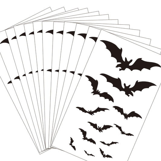 Bat Temporary Face Tattoo, Fake Halloween Bats Tattoos Sticker for Kids Halloween Costume Accessories and Parties,12-Sheet