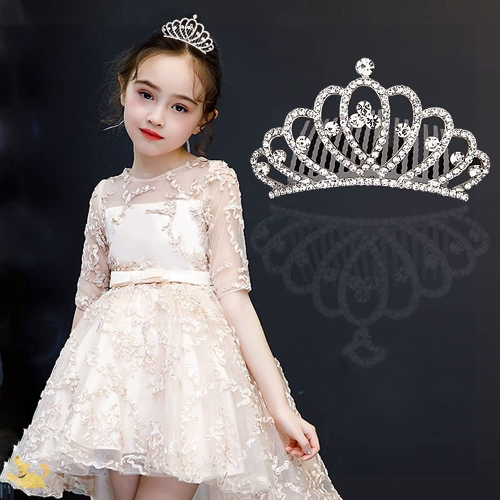 SUKPSY Crystal Rhinestone Crown Tiara for Girls and Kids, Princess Headbands Comb Hair Accessories Bride Wedding Headpieces for Birthday Wedding Prom Party (Comb)